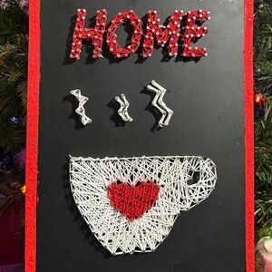 String Art Home Decor with Cup and Heart